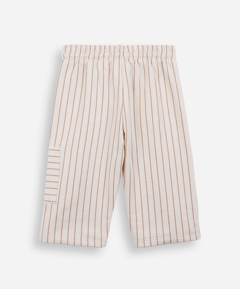 calça infantil de algodão listrada cós elástico colorido