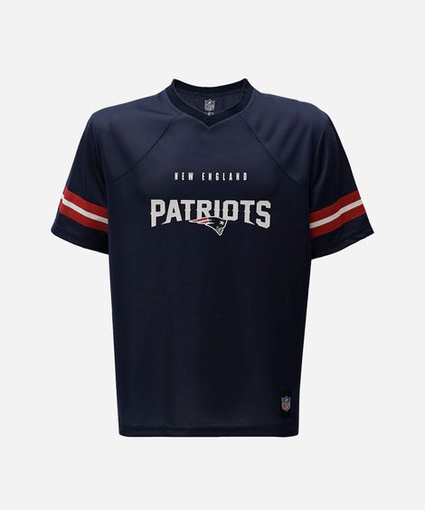 camiseta esportiva masculina gola v manga curta patriots nfl azul