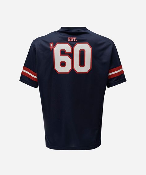 camiseta esportiva masculina gola v manga curta patriots nfl azul