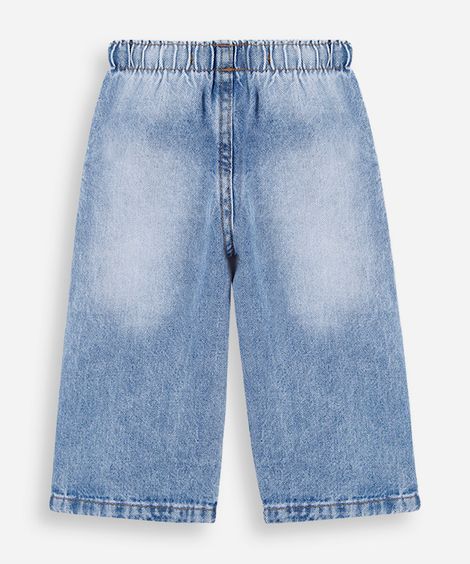 calça infantil jeans com bordado florzinha azul