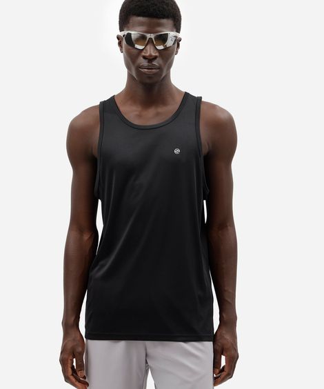 Regata Masculina Esportiva Básica Gola Careca Preta