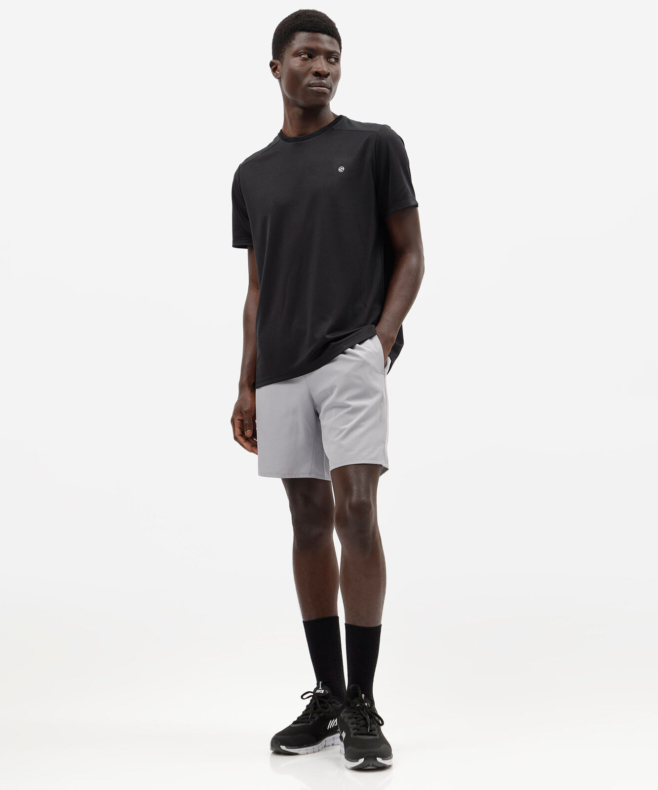 short masculino esportivo com bermuda interna cinza