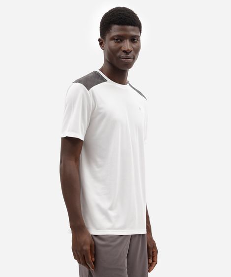 camiseta masculina esportiva com recorte branca