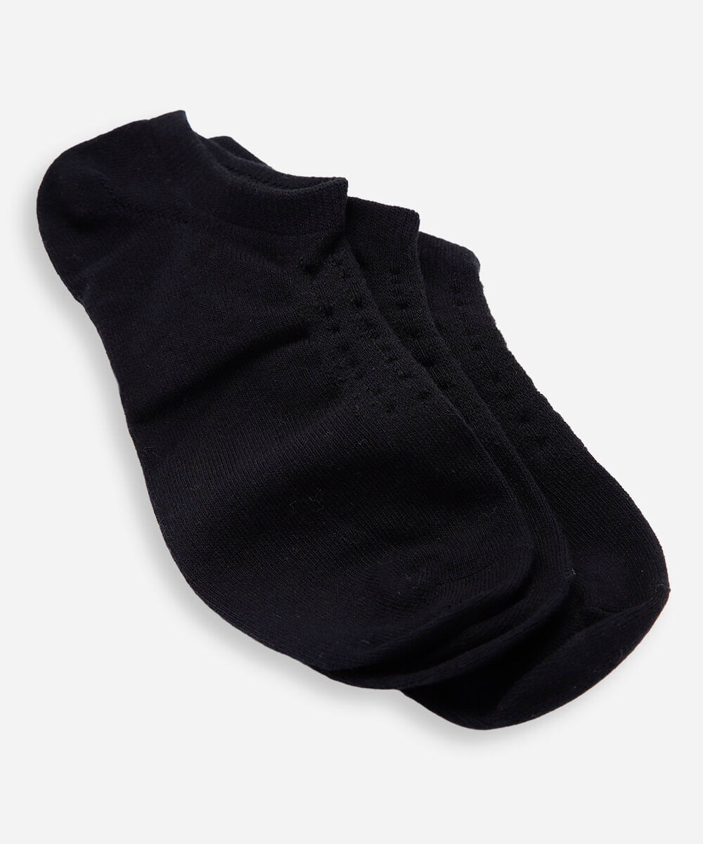 kit de 3 meias invisíveis masculinas preto