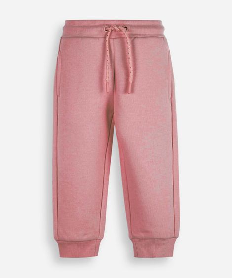 calça infantil jogger básica moletom rosa