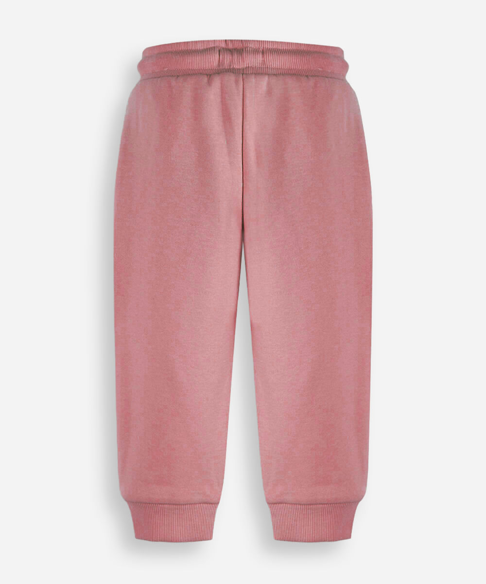 calça infantil jogger básica moletom rosa