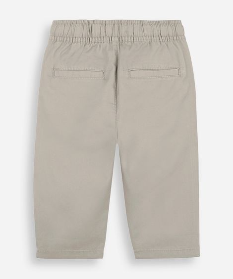 calça jogger slim infantil de sarja cós elástico bege