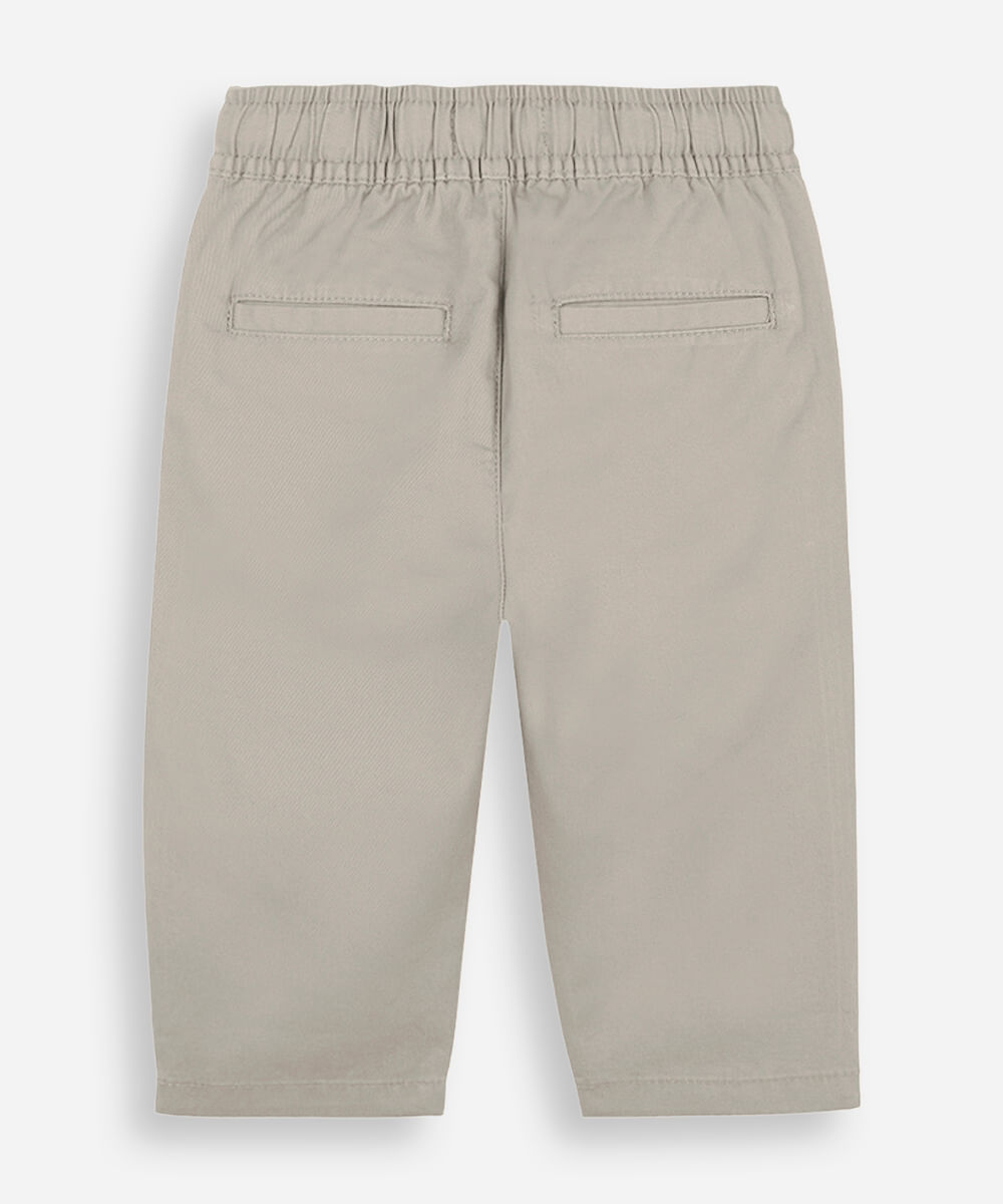calça jogger slim infantil de sarja cós elástico bege