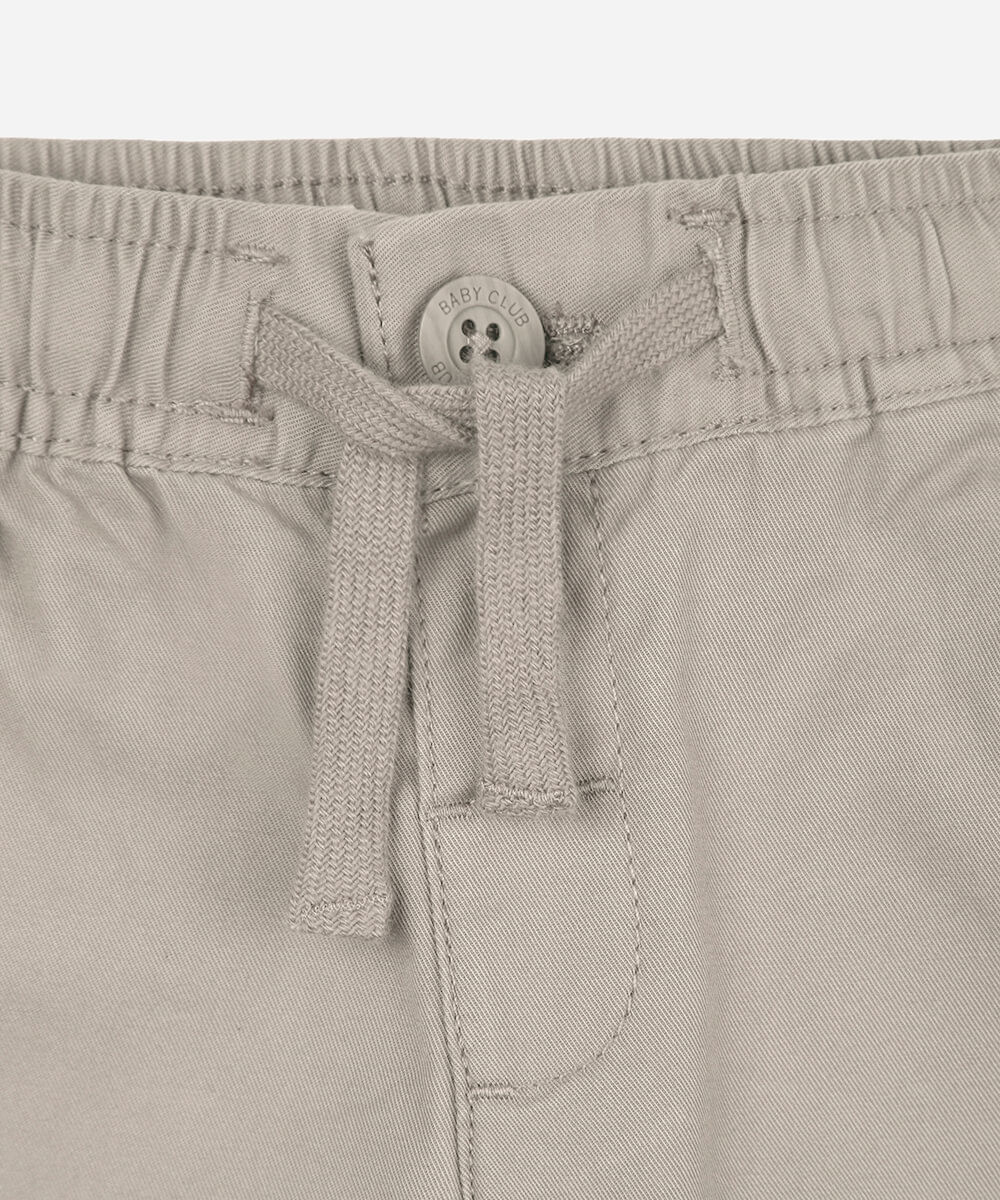 calça jogger slim infantil de sarja cós elástico bege
