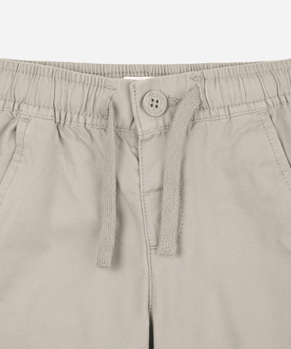 calça jogger slim infantil de sarja cós elástico bege