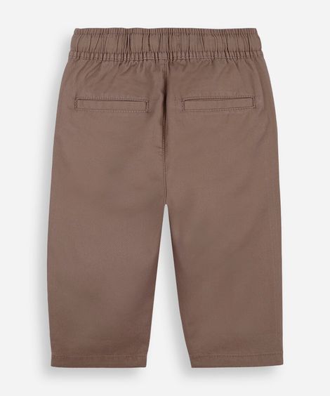 calça jogger slim infantil de sarja cós elástico bege