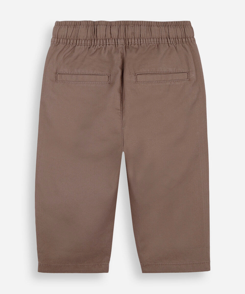 calça jogger slim infantil de sarja cós elástico bege