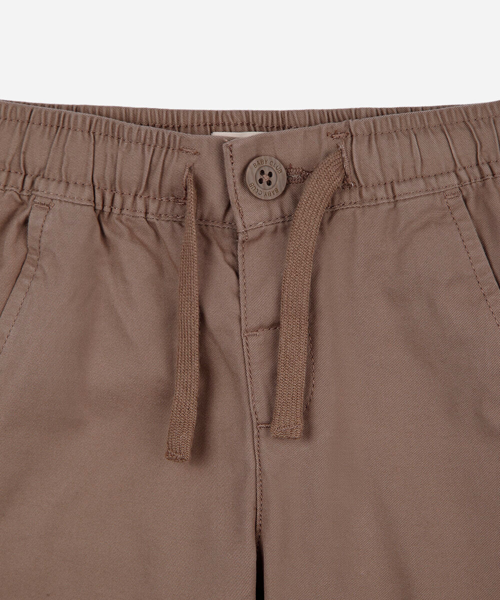 calça jogger slim infantil de sarja cós elástico bege