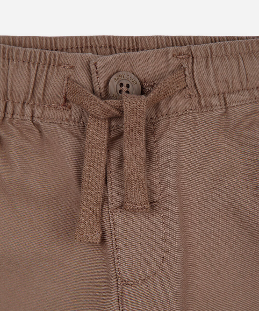 calça jogger slim infantil de sarja cós elástico bege