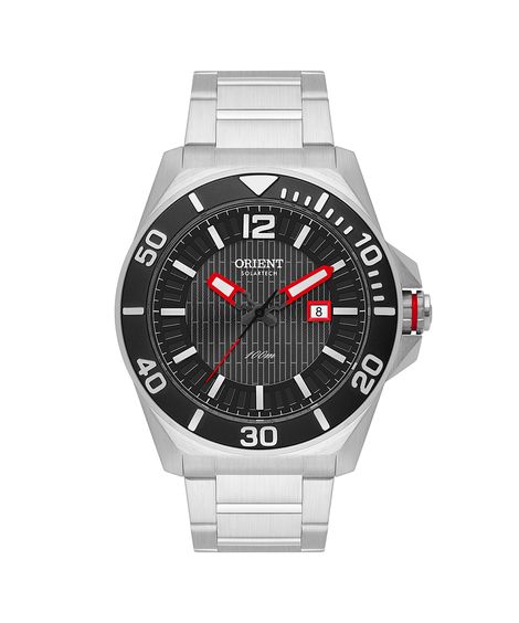 relógio masculino orient solartech analógico calendário mbss1500 g2sx prateado