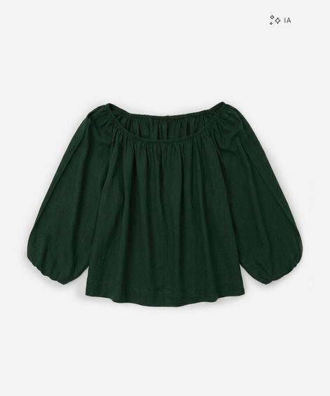 blusa feminina com linho ombro a ombro verde