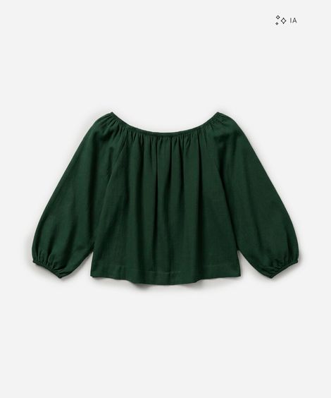 blusa feminina com linho ombro a ombro verde