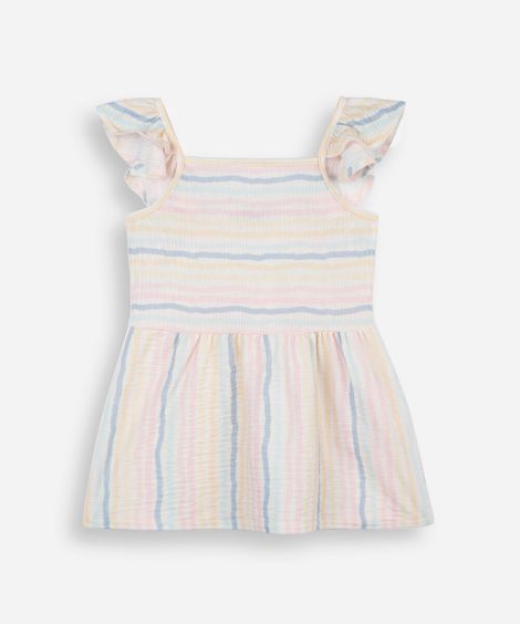 blusa infantil texturizada com babado listrada colorida