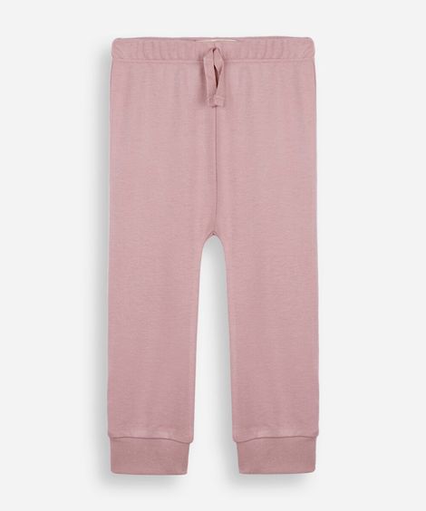 calça infantil de algodão cós elástico rosa