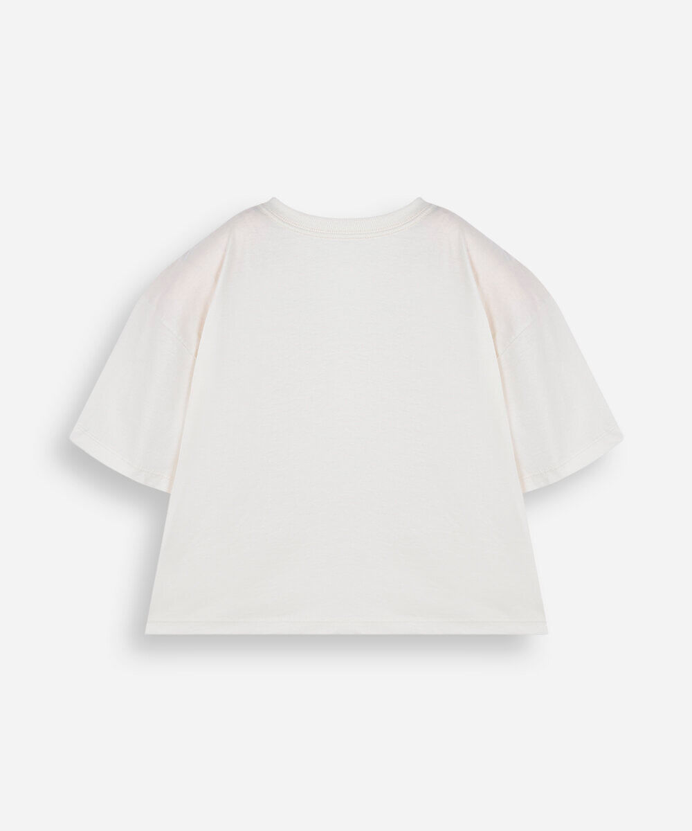camiseta boxy cropped juvenil de algodão manga curta cinnamoroll com brinde off white