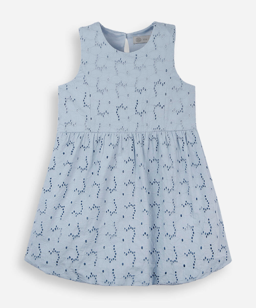 vestido balonê infantil de laise  azul