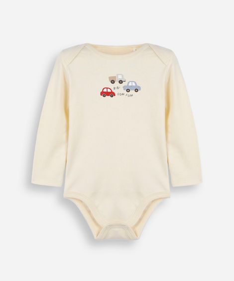 body infantil de algodão manga longa estampado amarelo