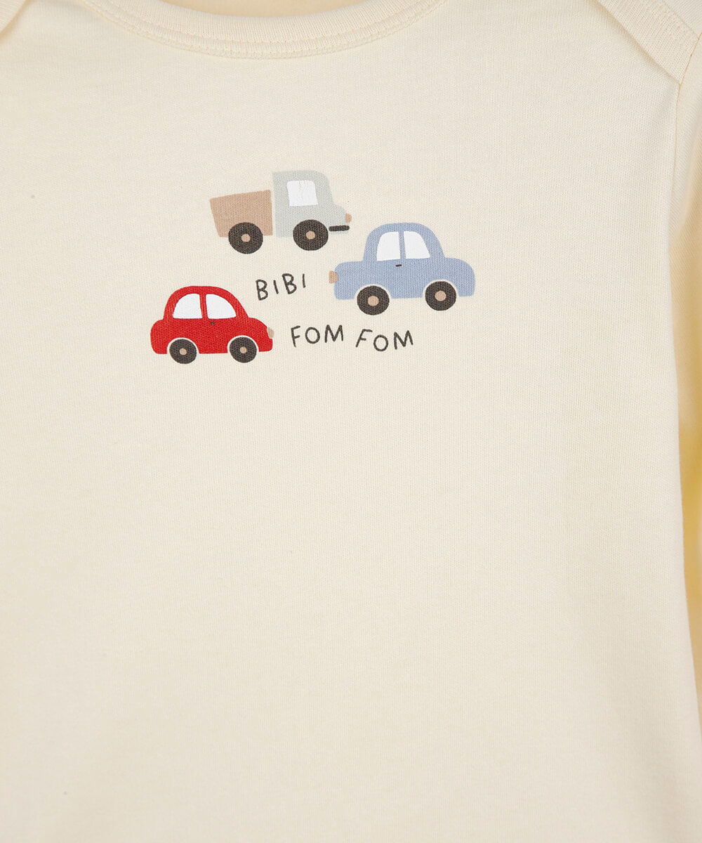 body infantil de algodão manga longa estampado amarelo