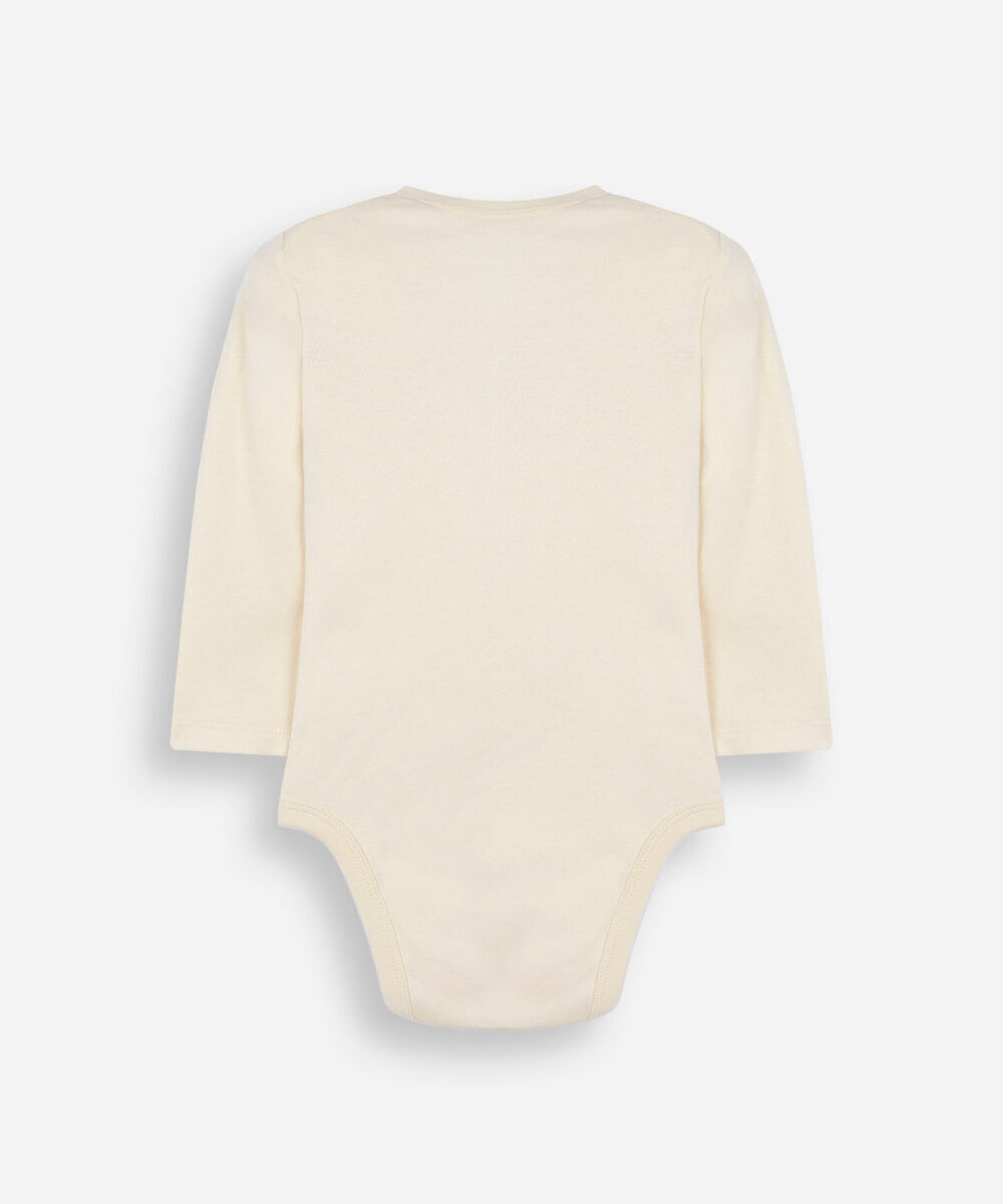 body infantil de algodão manga longa estampado amarelo