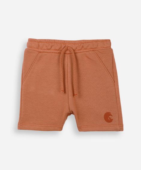 short infantil de moletom cós elástico laranja