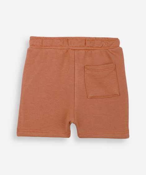 short infantil de moletom cós elástico laranja