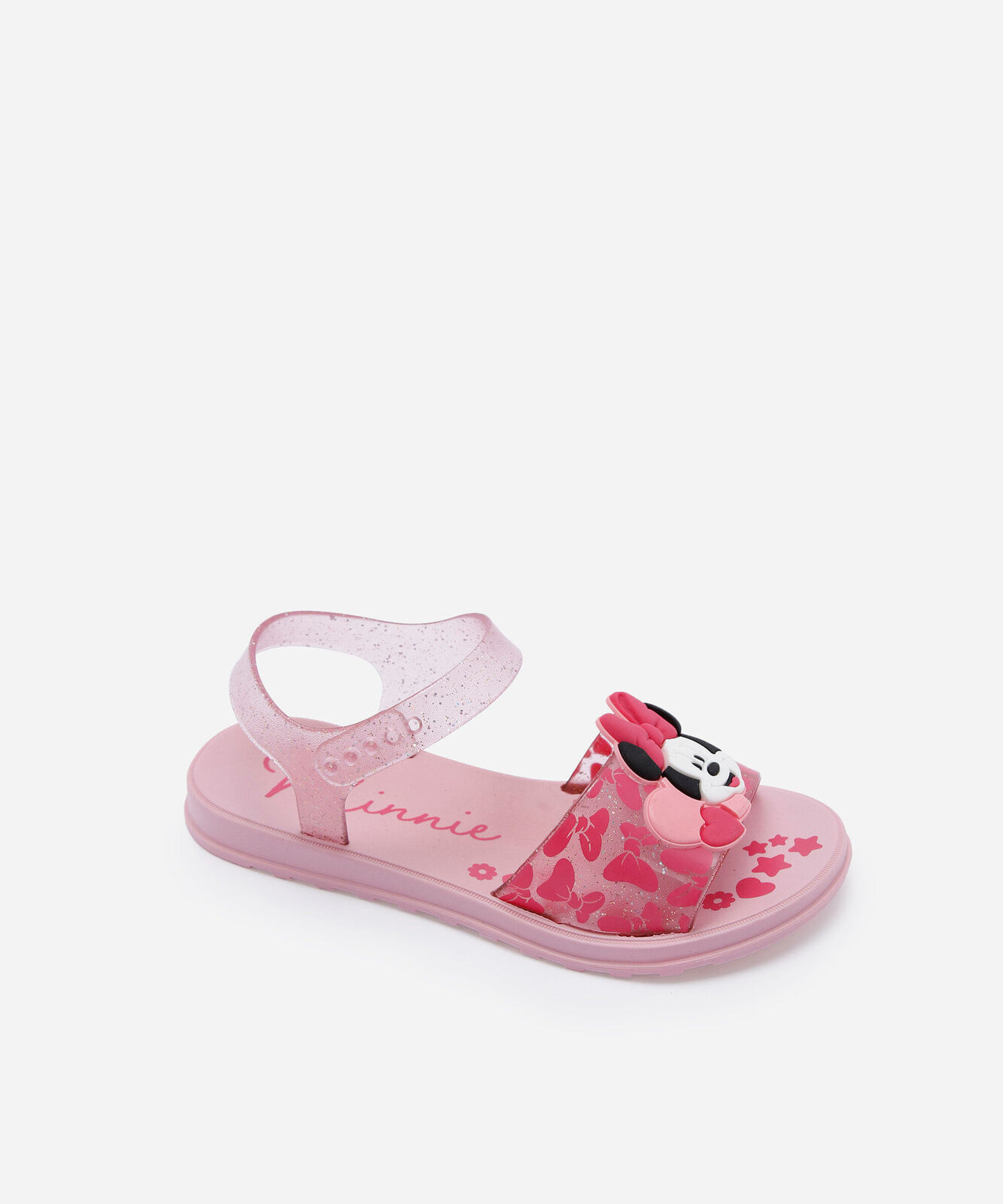 sandália infantil com glitter minnie grendene rosa