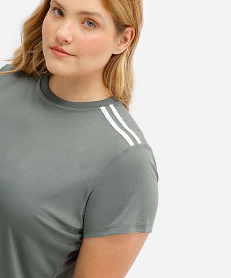 camiseta com listras plus size esportiva verde