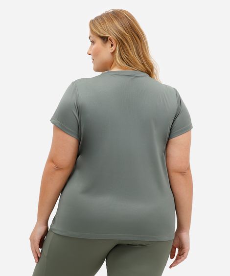 camiseta com listras plus size esportiva verde