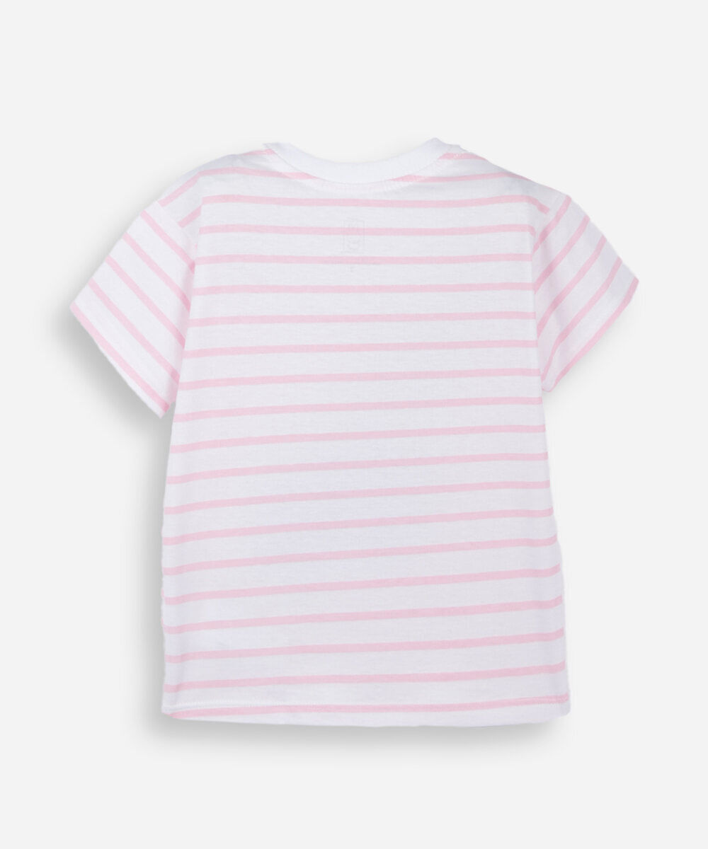 camiseta infantil de algodão listrado miffy rosa