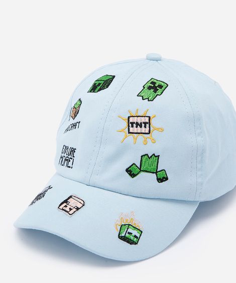 boné aba curva infantil de sarja bordado minecraft azul