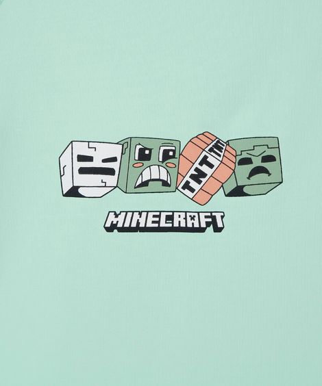 camiseta de praia infantil com proteção uv manga longa minecraft verde