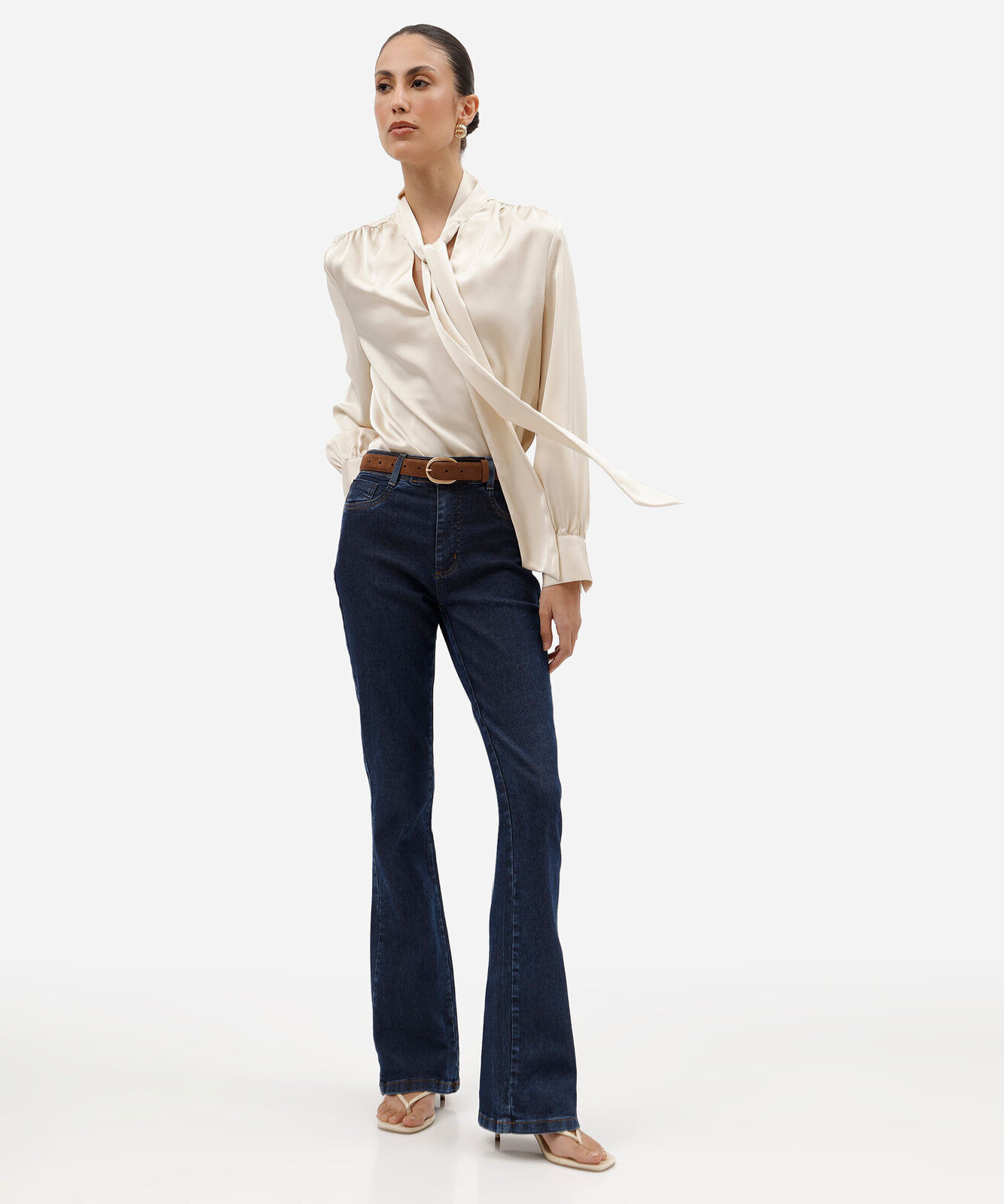 calça boot cut feminina jeans sawary azul