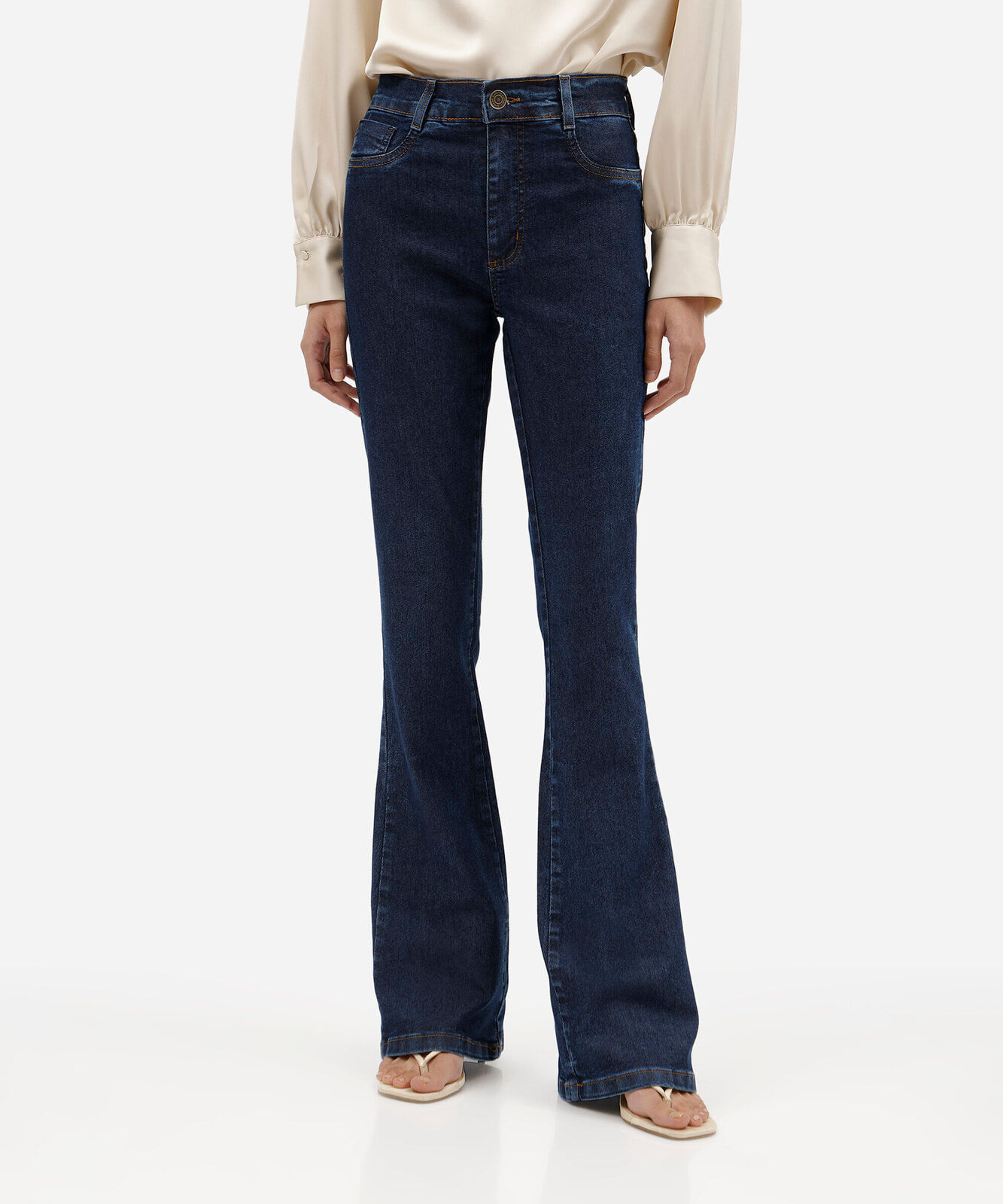calça boot cut feminina jeans sawary azul