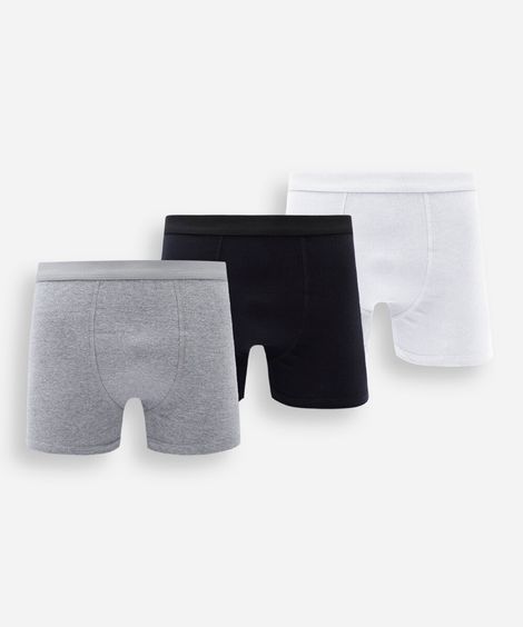 kit de 3 cuecas boxer masculina de algodão colorido