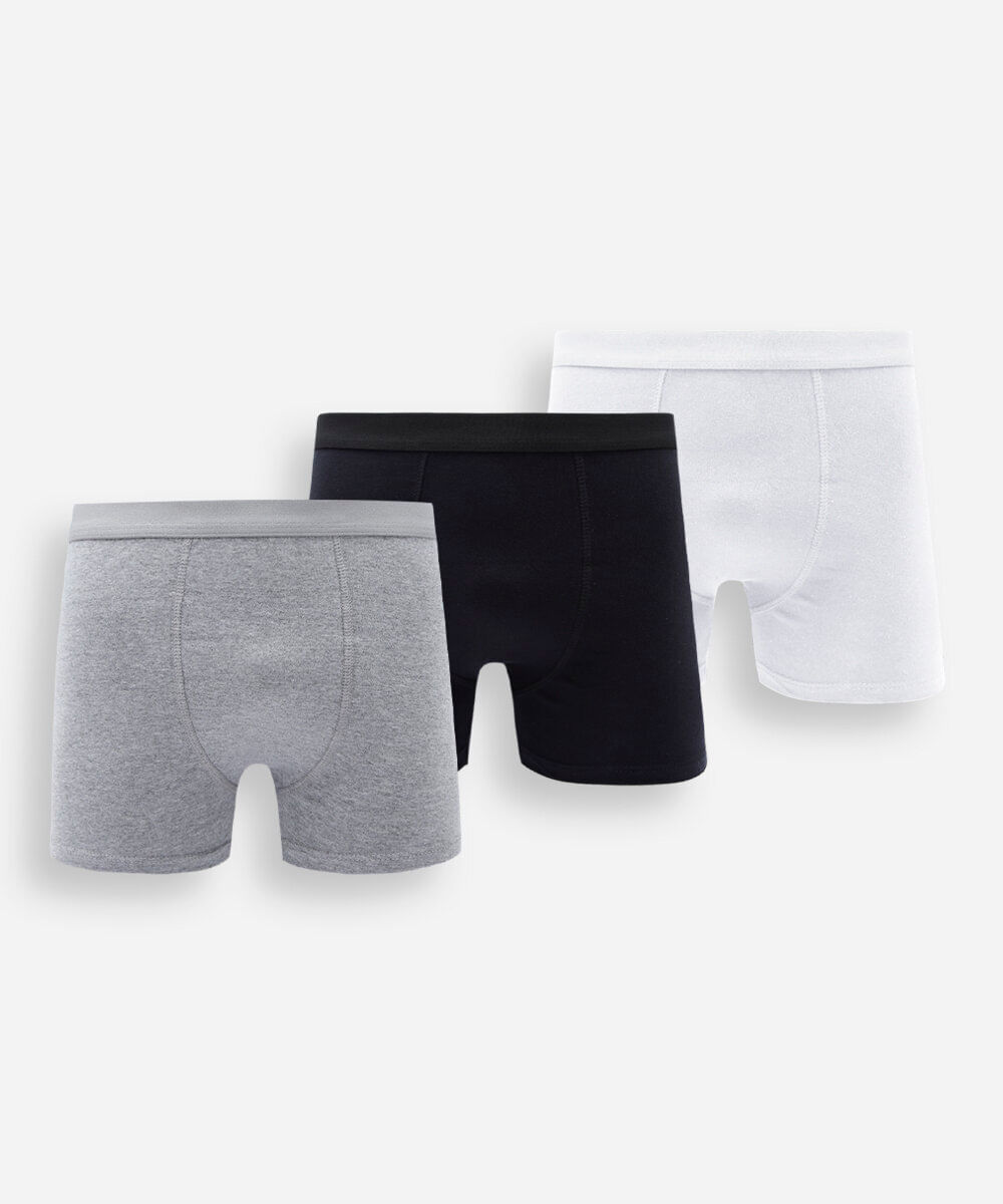 kit de 3 cuecas boxer masculina de algodão colorido