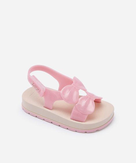 sandália infantil com laços zaxy rosa