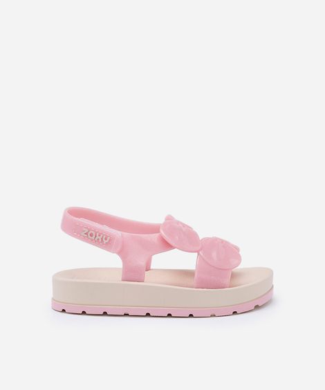 sandália infantil com laços zaxy rosa