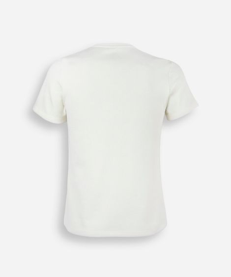 camiseta juvenil com algodão gola henley manga curta off white