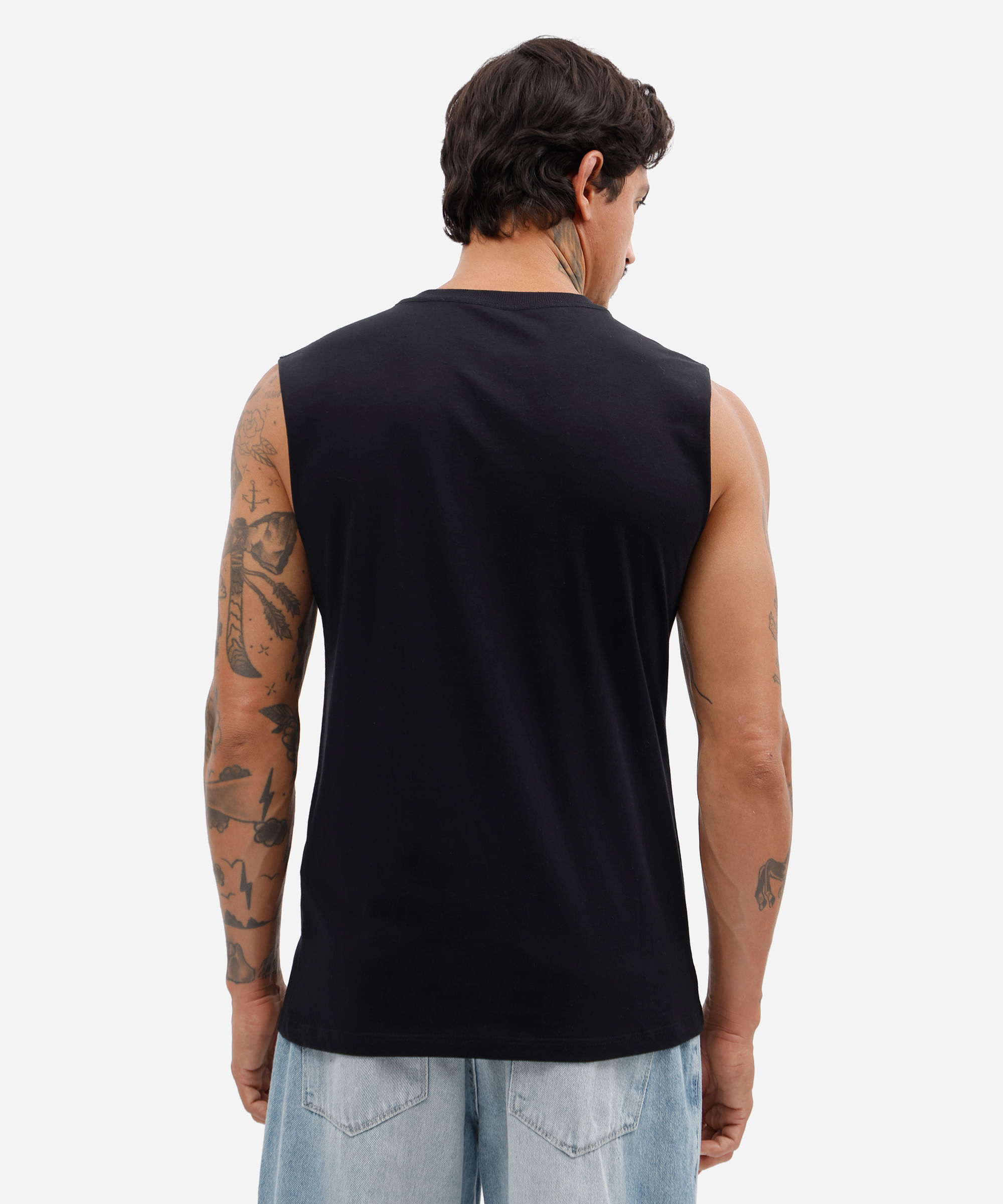 regata machão masculina de algodão guns n roses preta