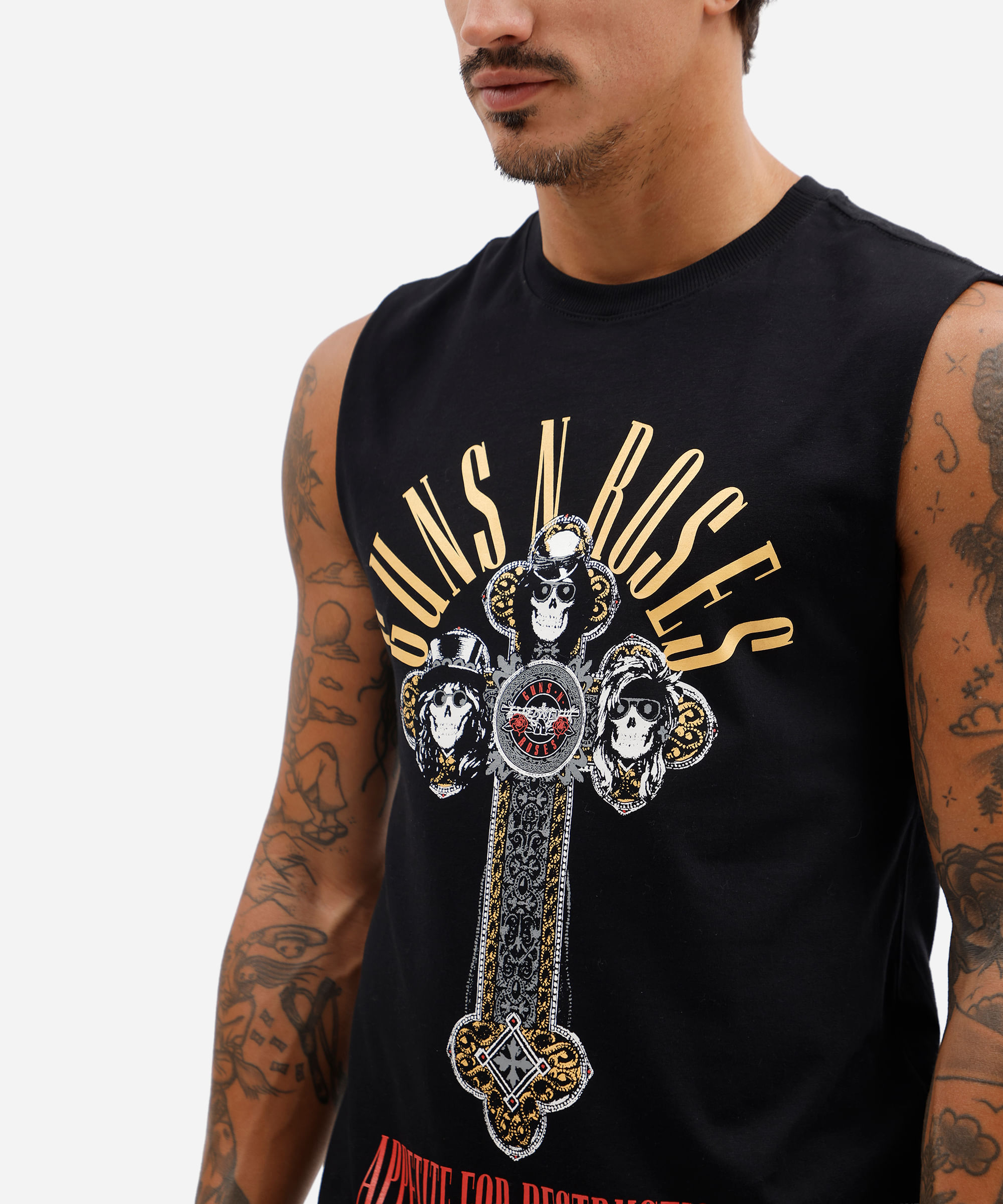 regata machão masculina de algodão guns n roses preta