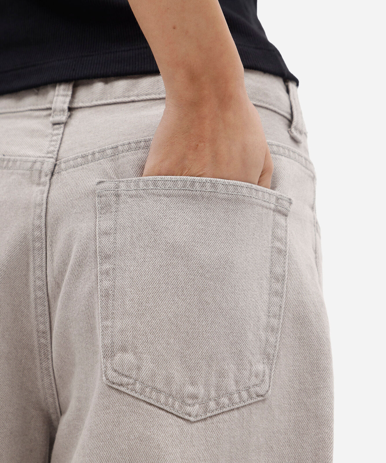 bermuda jorts feminina jeans cintura média cinza