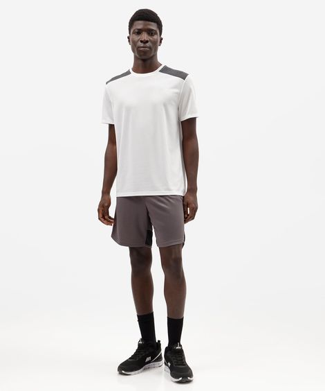 short masculino esportivo texturizado com recorte - chumbo