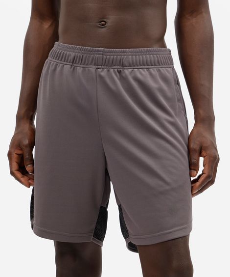 short masculino esportivo texturizado com recorte - chumbo