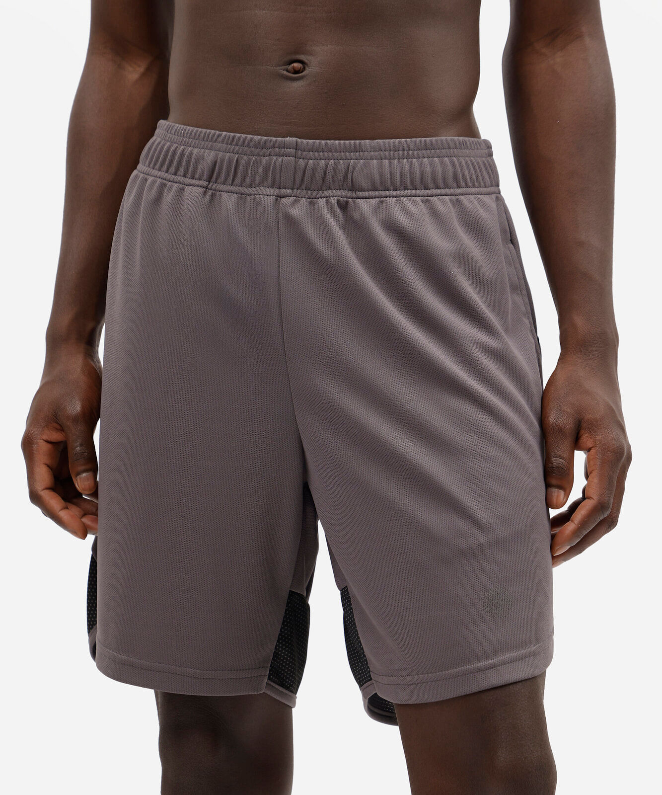 short masculino esportivo texturizado com recorte - chumbo