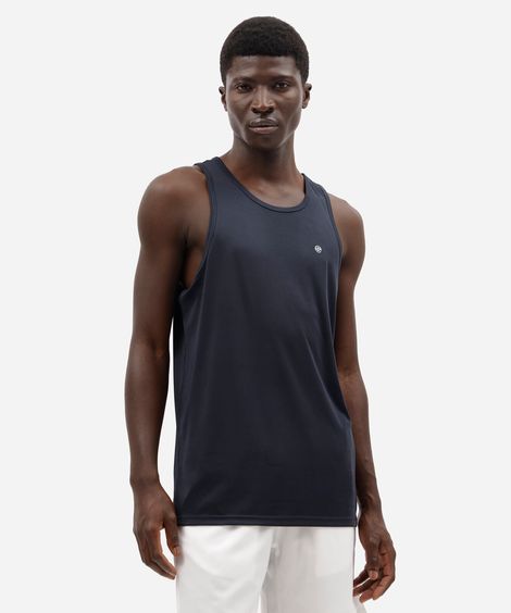 Regata Masculina Esportiva Básica Gola Careca Azul Marinho
